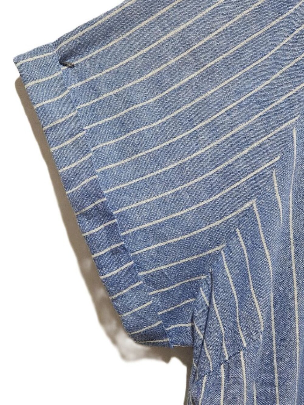 OLD NAVY BLUE WHITE STRIPE LINEN SHORT SLEEVE SHIRT DRESS SWIM COVERUP 4X - 5X - Picture 3 of 9